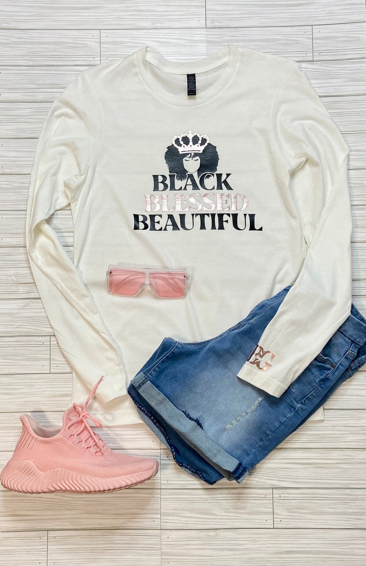 Black Blessed & Beautiful  Long Sleeve Tee